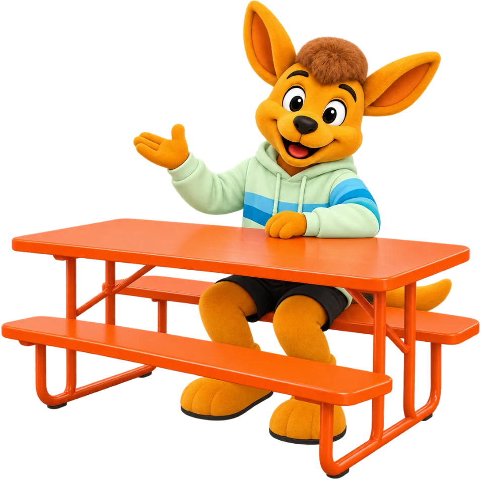 Mascota en mesa de cumpleaños
